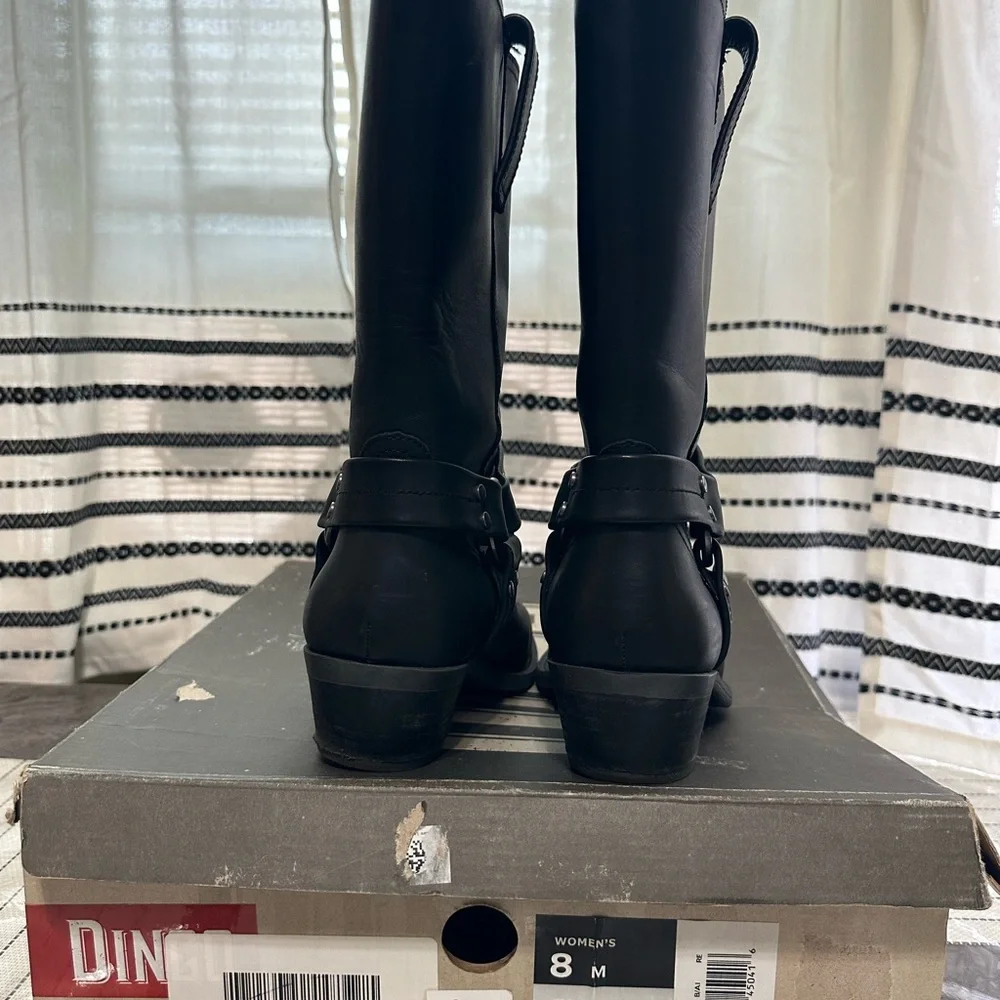 Dingo Black Combat Moto Boots with Lace-Up Design - Picture 6 of 6